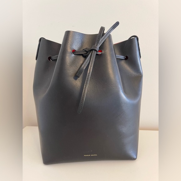 Large Bucket Bag- Mansur Gavriel, Black/Flamma - Picture 6 of 6
